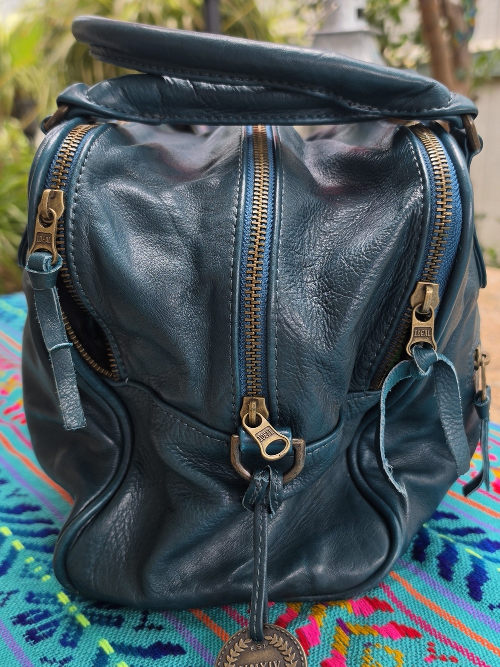 Wanderers Travel Co. "Provence" Teal Leather Satchel Handbag - Picture 4 of 12